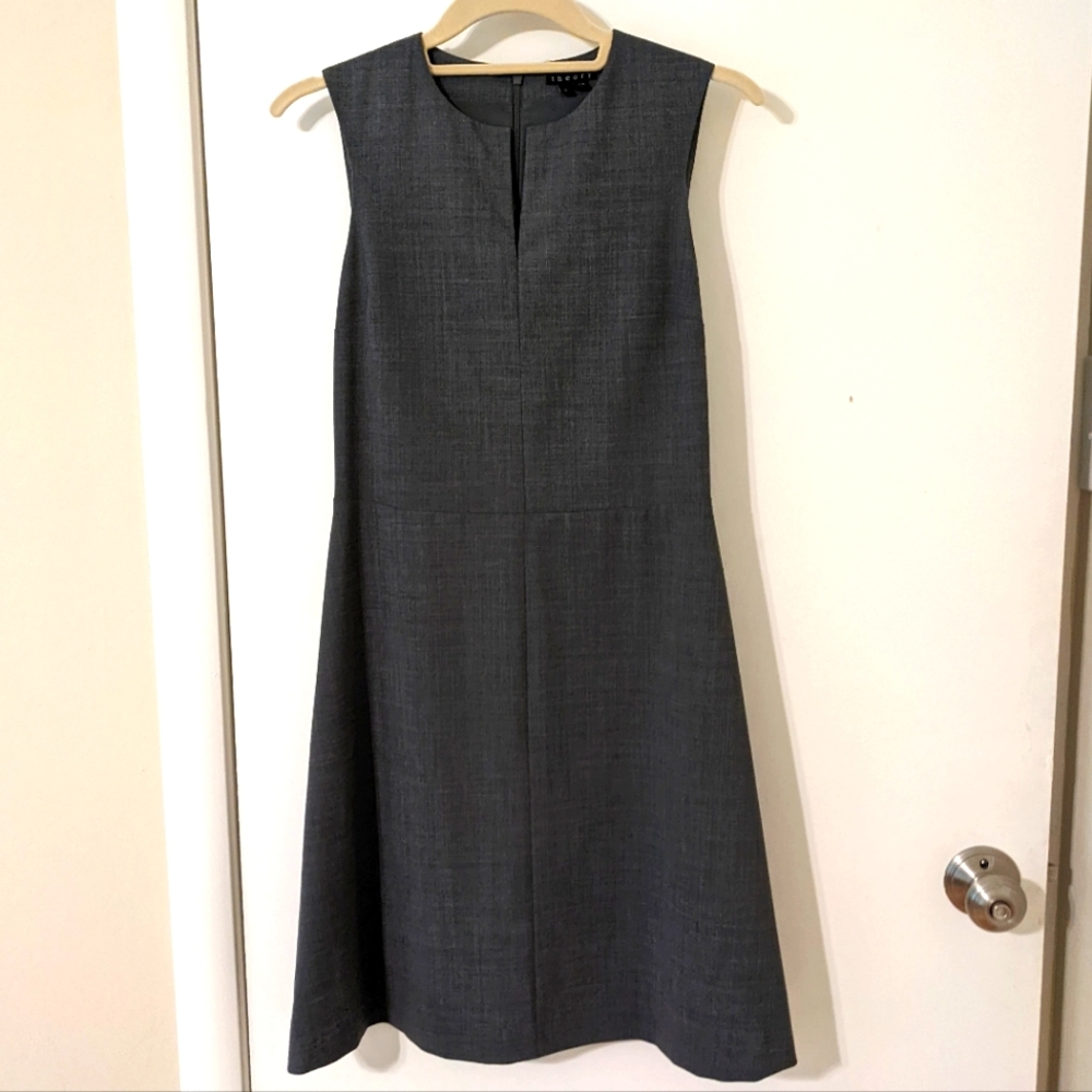 Theory lined gray A-line dress
